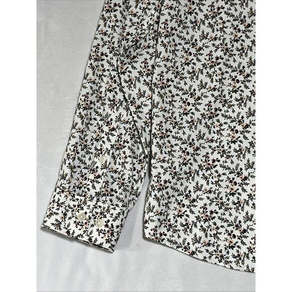 Express Slim Performance Shirt Mens Medium Floral Collared Button Up Stretch - Picture 7 of 12